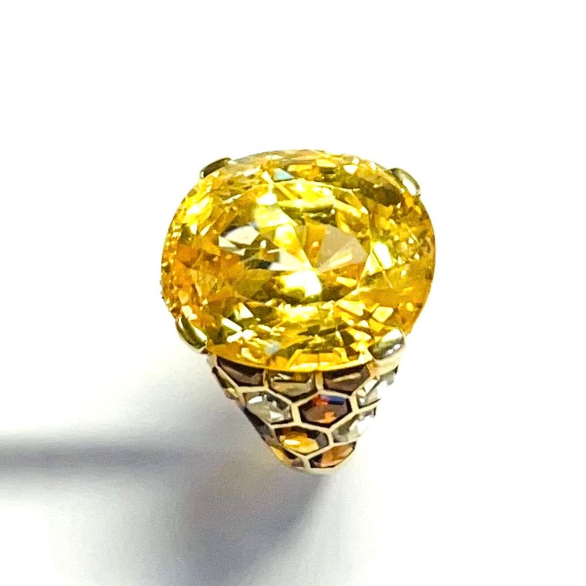 Suzanne Belperron French 1940s 18KT Yellow Gold Yellow Sapphire & Citrine Ring top side 
