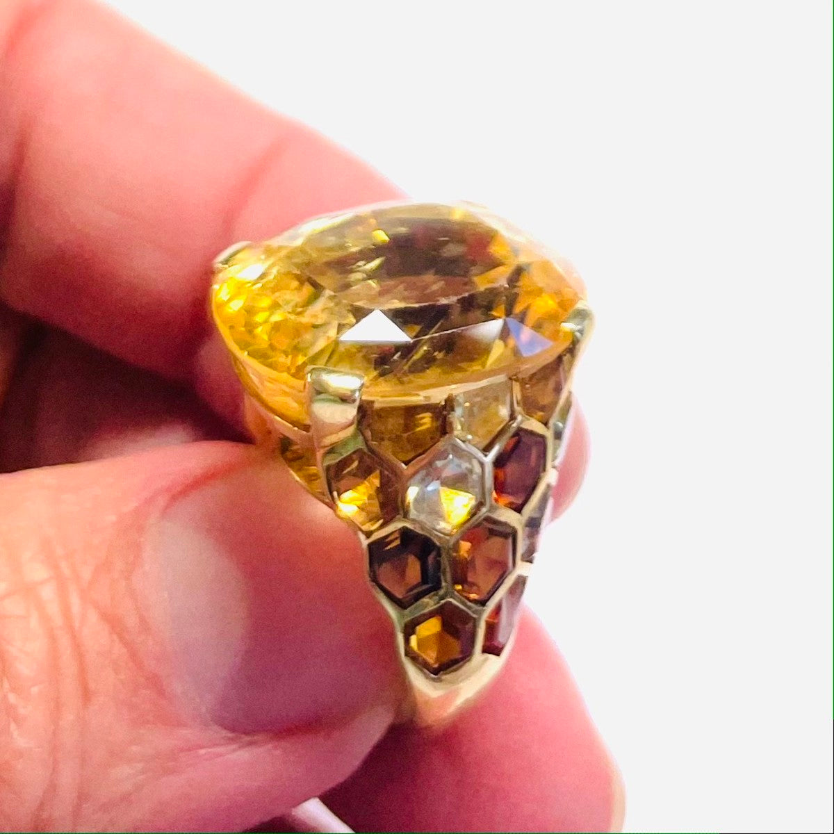 Suzanne Belperron French 1940s 18KT Yellow Gold Yellow Sapphire & Citrine Ring side