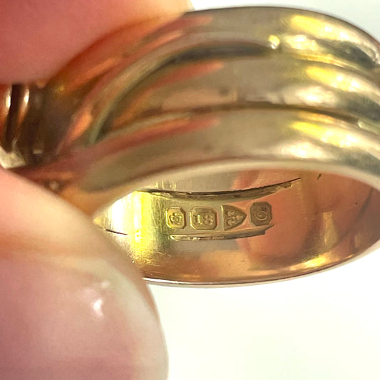 Art Nouveau 18KT Yellow Gold Diamond Snake Ring close-up details