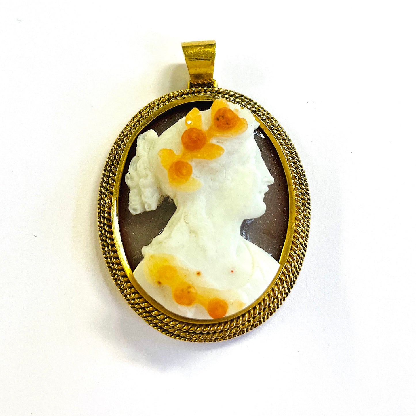 Victorian 18KT Yellow Gold Agate Pendants front