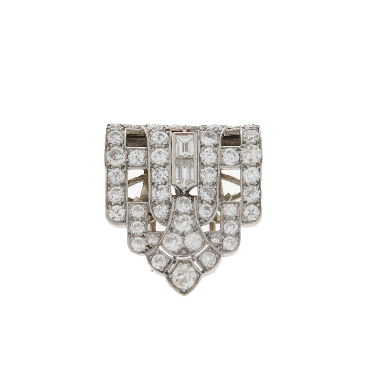 French 1930s Platinum Diamond Clip front