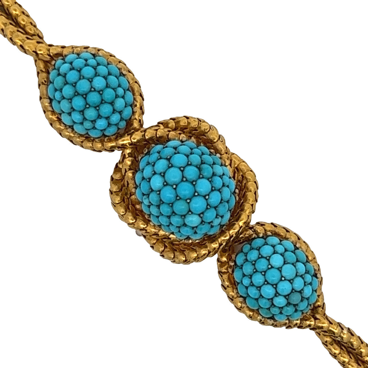 Antique 18KT Yellow Gold Turquoise Bracelet close-up details