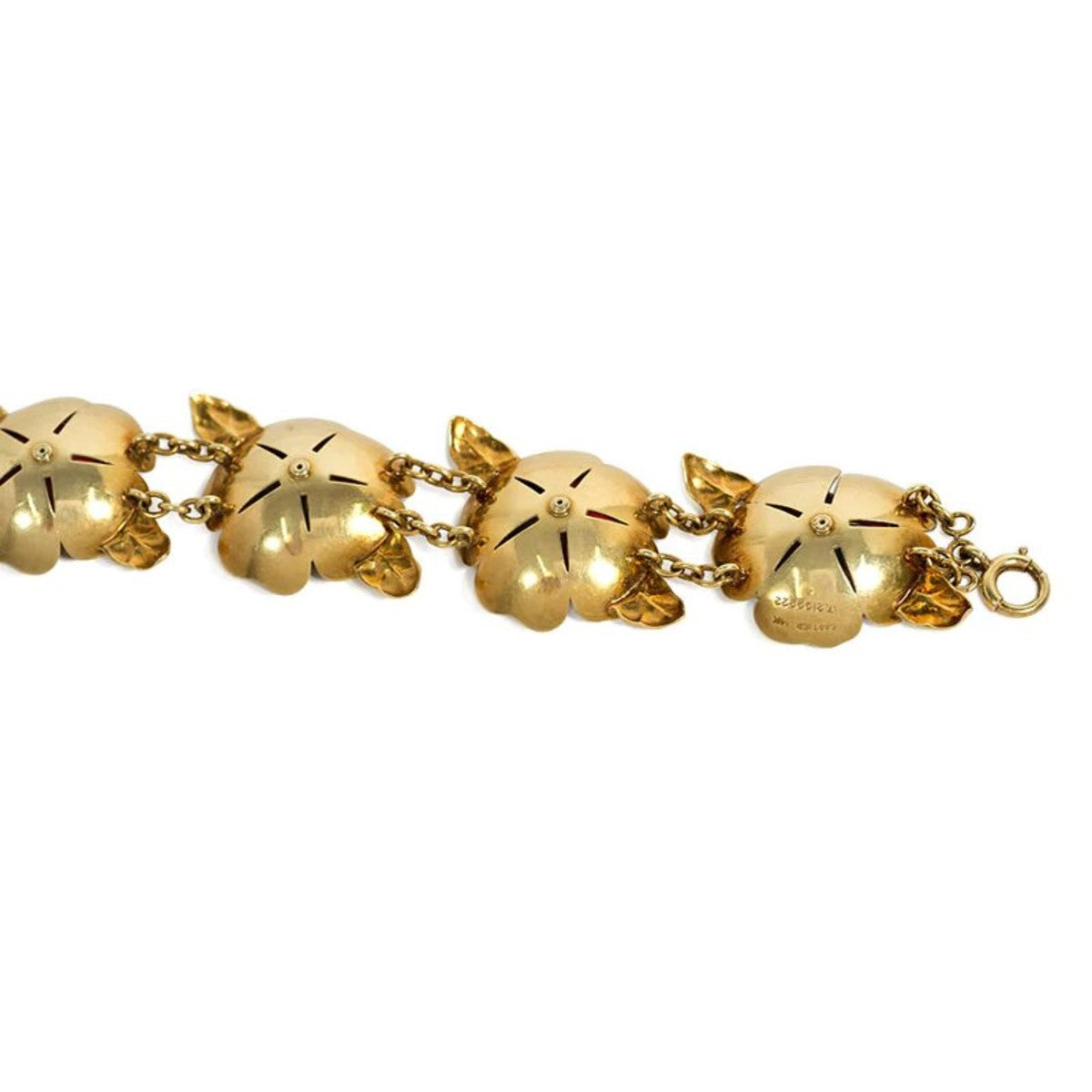 Cartier 1940s 14KT Yellow Gold Enamel Flower Bracelet back
