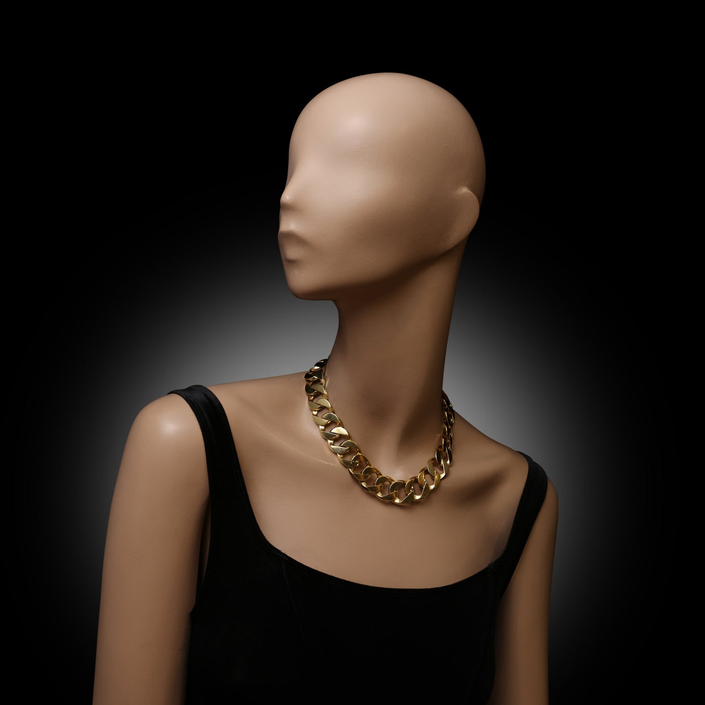 Fulco Di Verdura 1970s 18KT Yellow Gold Curb-Link Necklace on neck