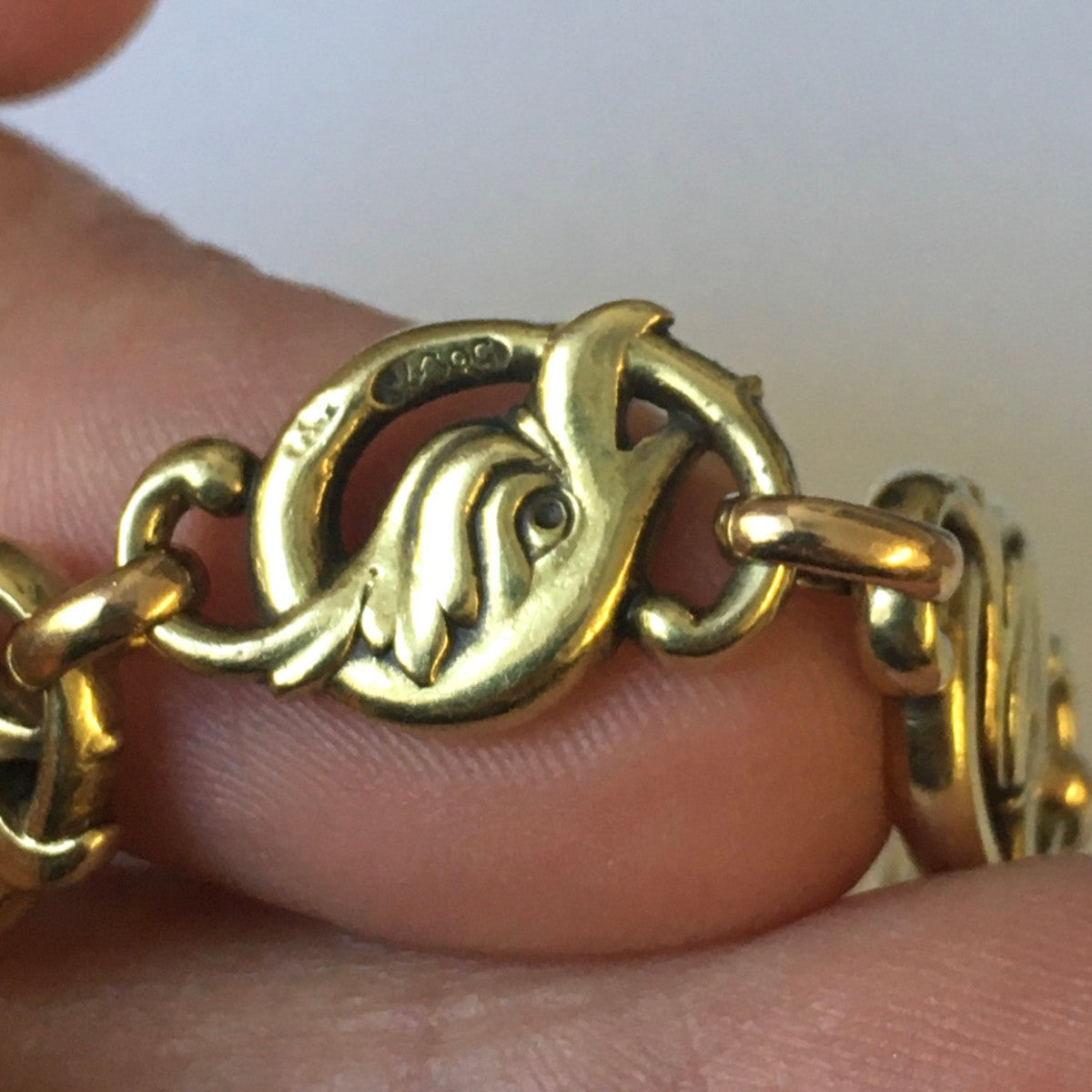 Carl Faberge Russian Art Nouveau 18KT Yellow Gold Bracelet close-up details