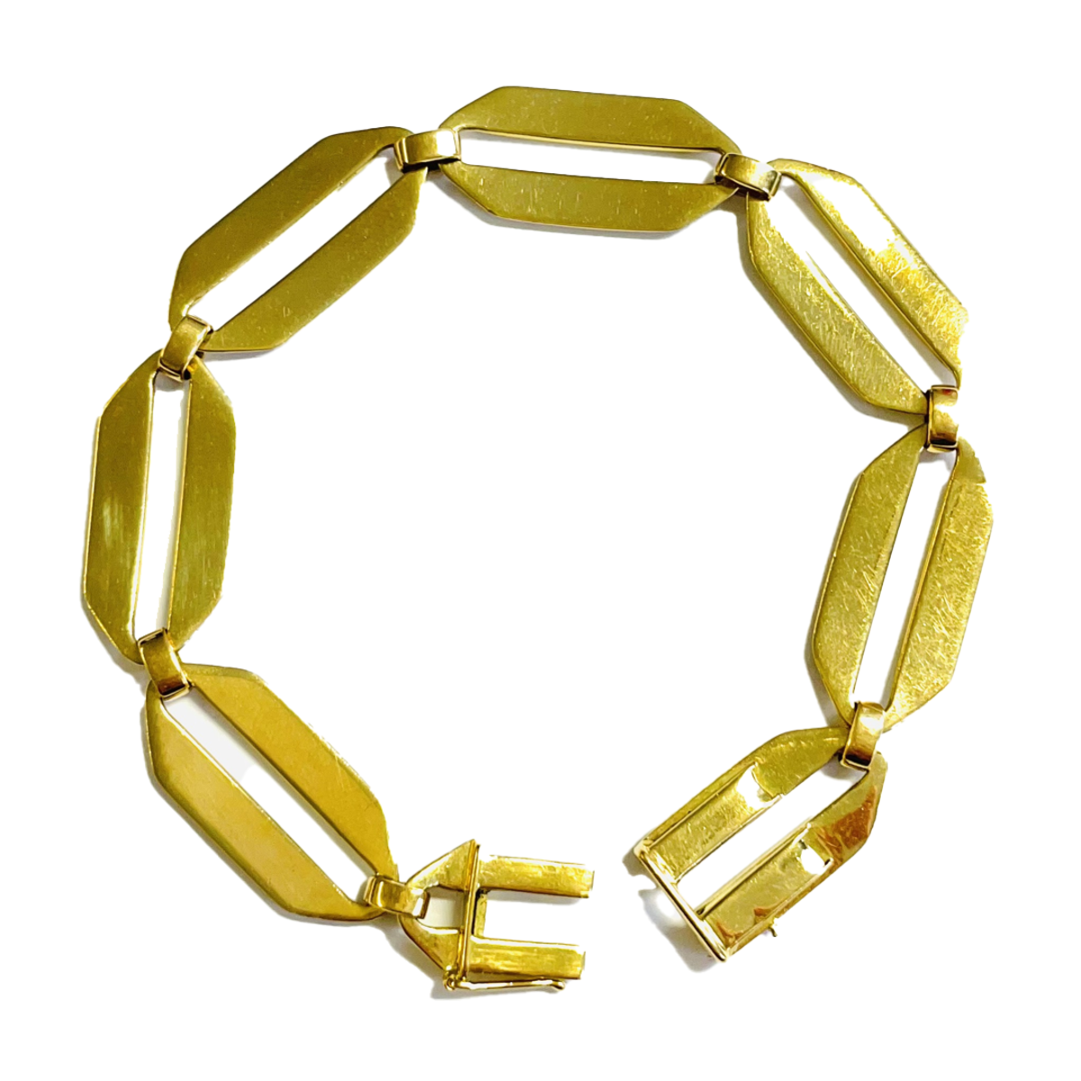 French 1950s 18KT Yellow Gold Enamel Bracelet back