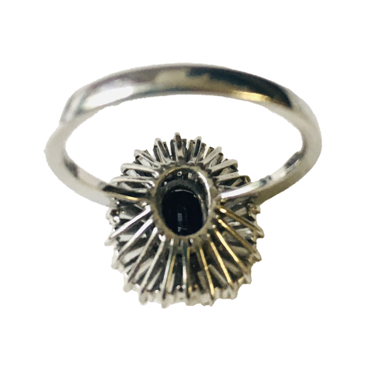 1960s 18KT White Gold Unheated Sapphire & Diamond Ring back