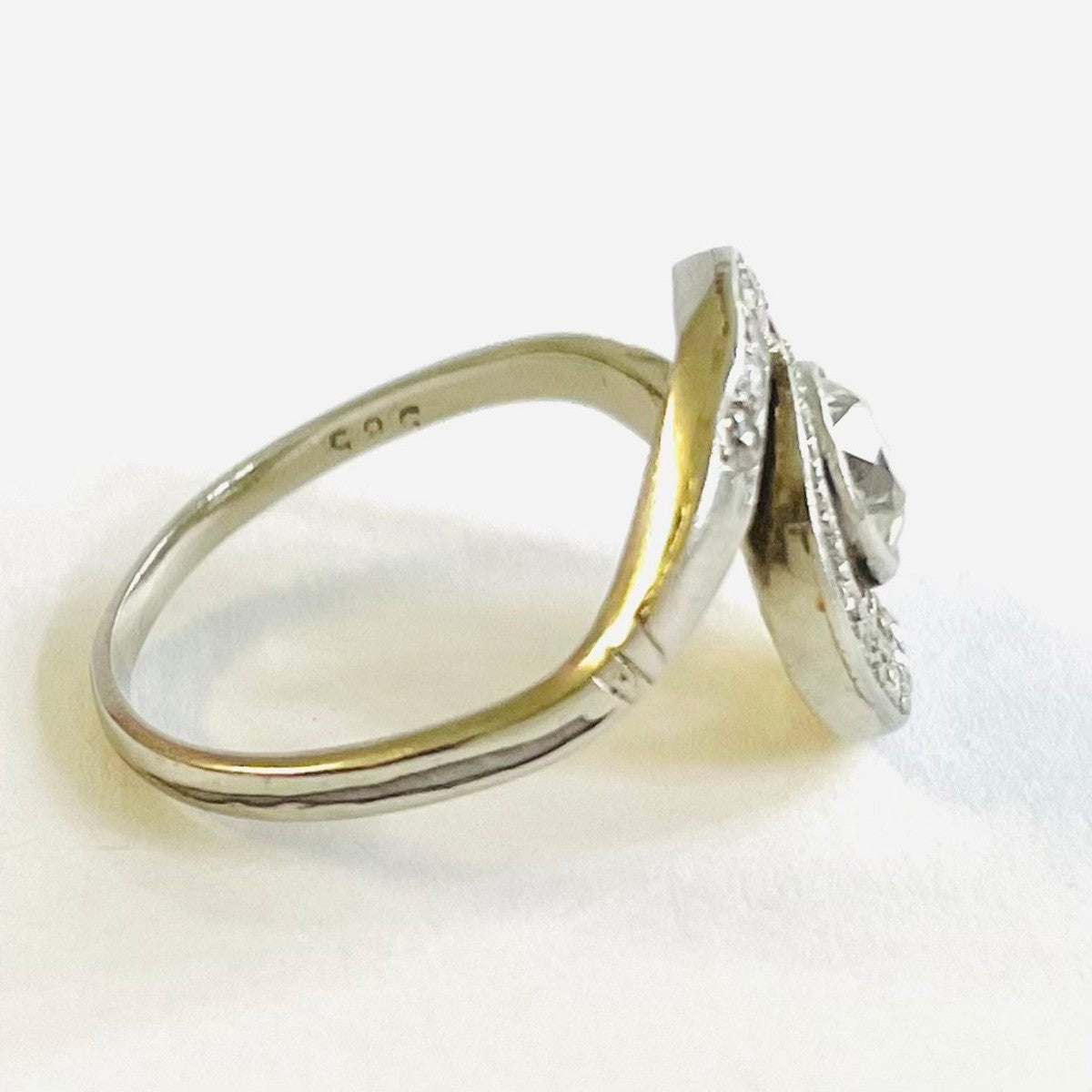 1940s 14KT White Gold Diamond Ring side