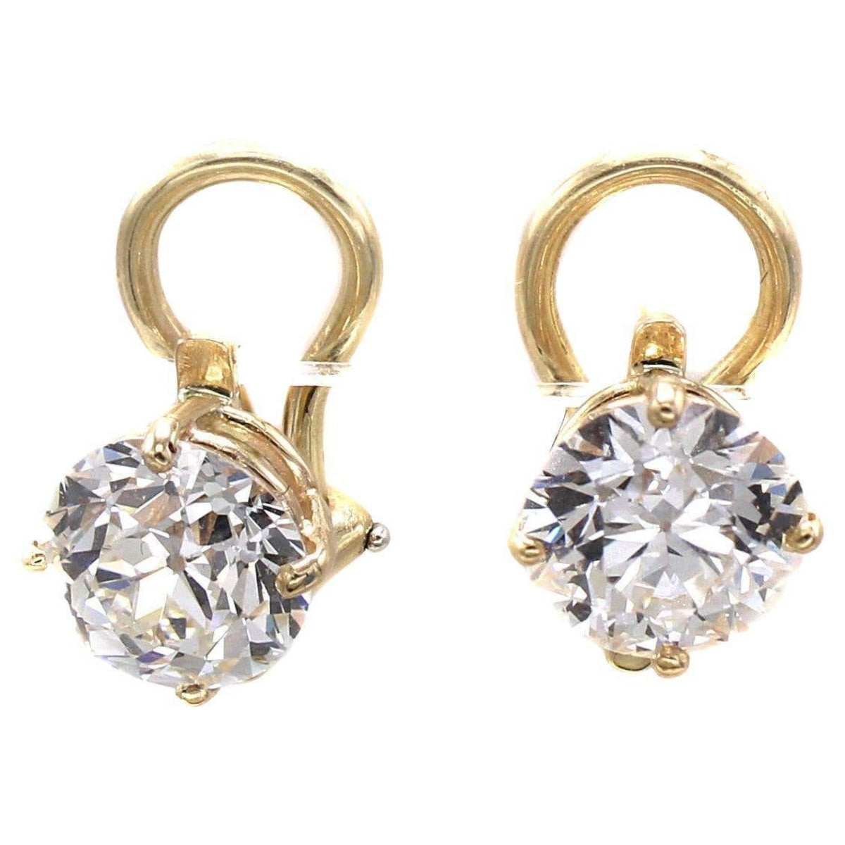 1930s 18KT Yellow Gold Diamond Earrings front