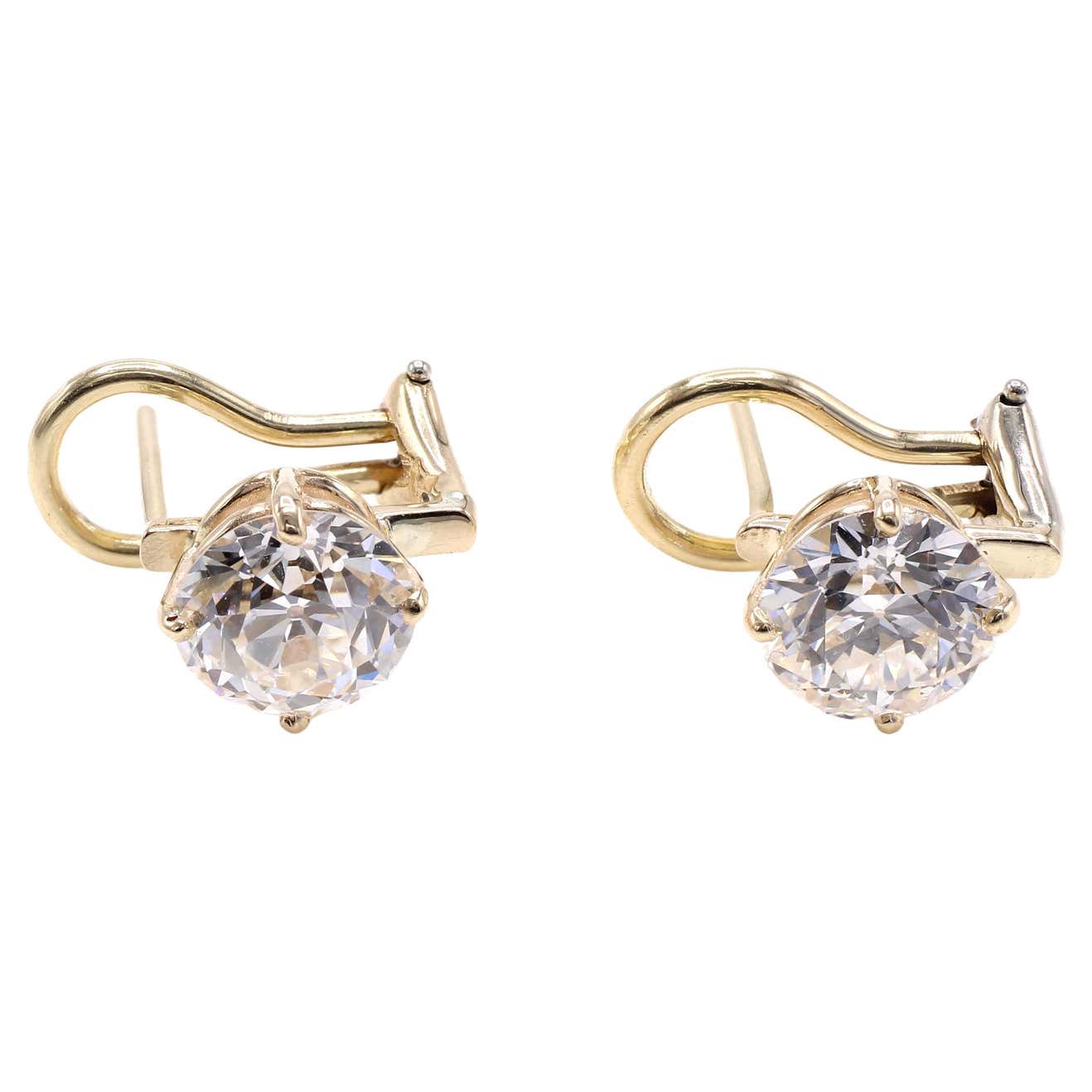 1930s 18KT Yellow Gold Diamond Earrings side