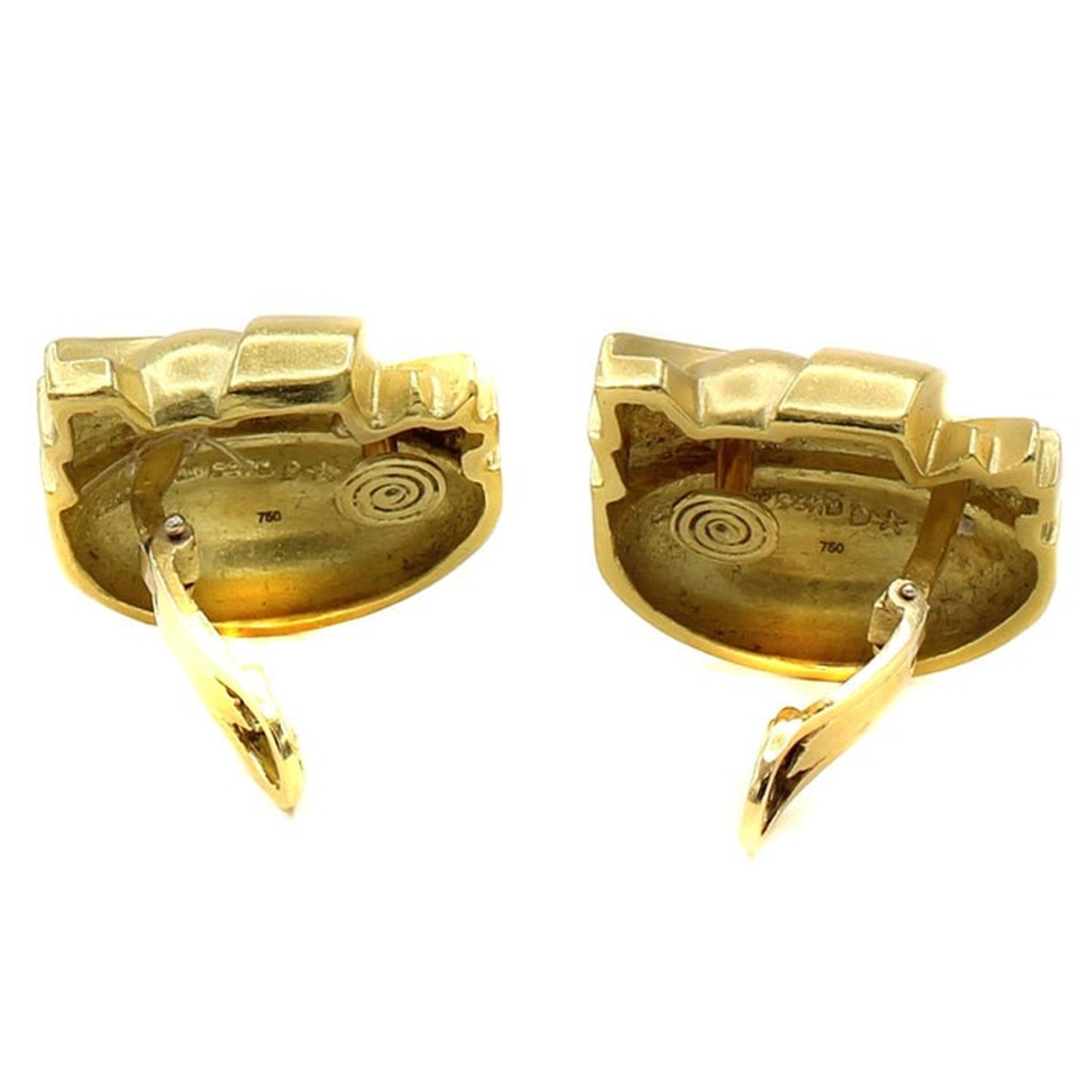 Barry Kieselstein-Cord 1980s 18KT Yellow Gold Earrings back and side