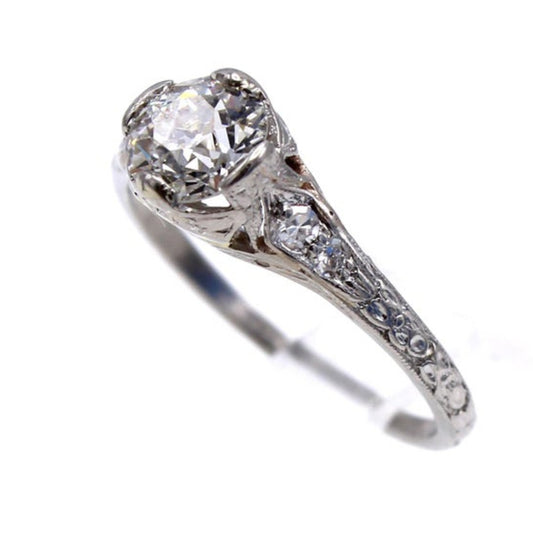 Art Deco Platinum Diamond Ring side