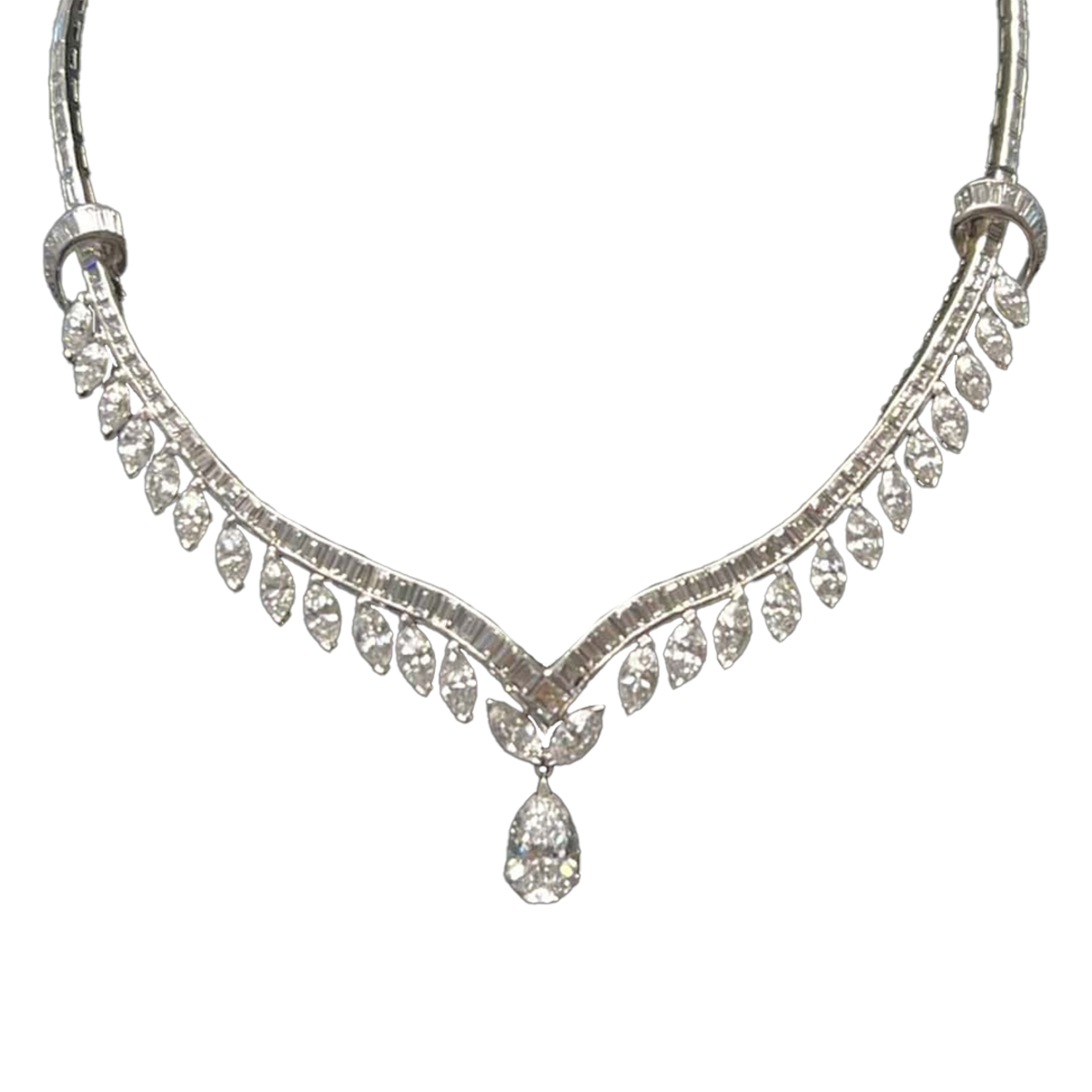 1960s Platinum Diamond Necklace front