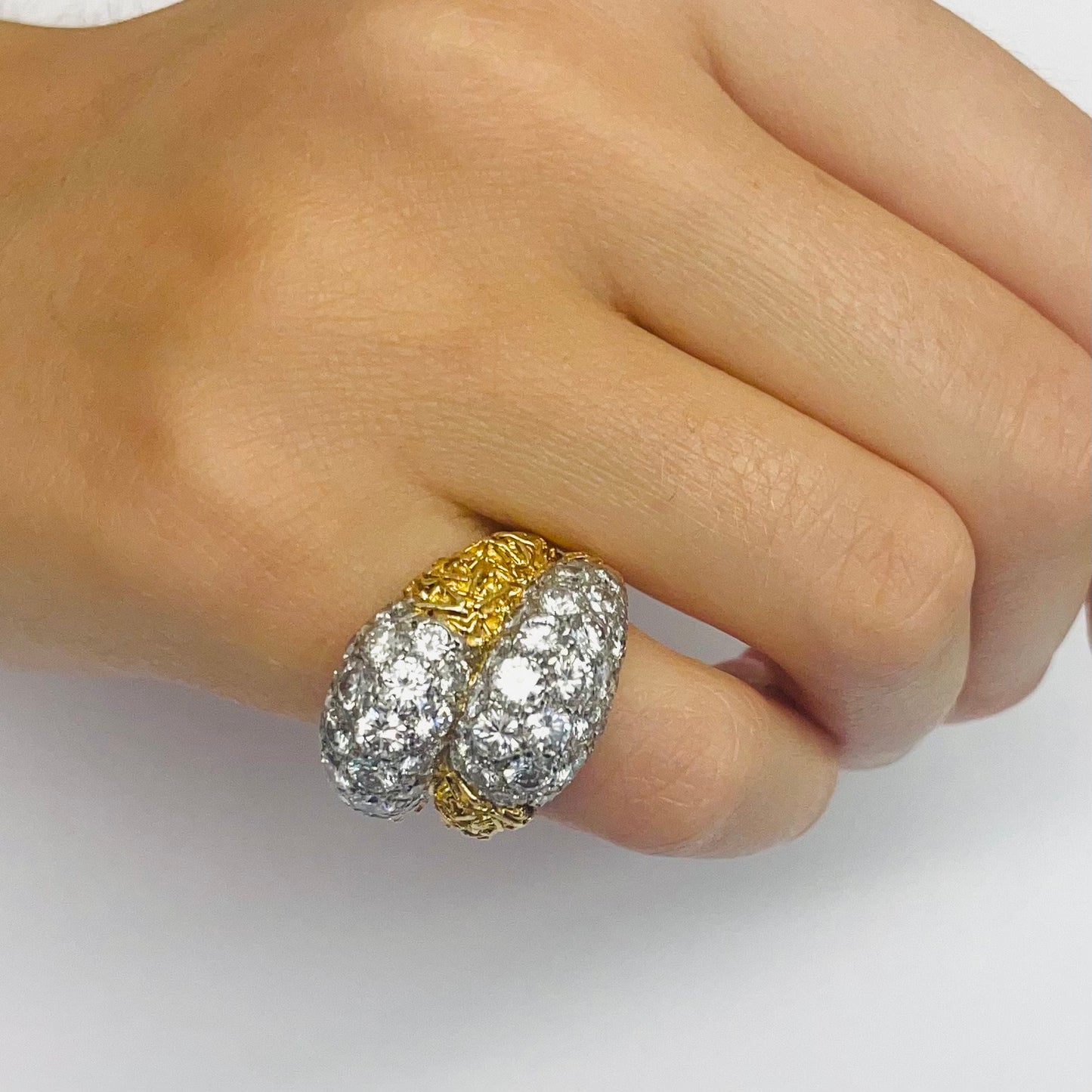 Van Cleef & Arpels 1960s 18KT Yellow Gold Diamond Ring worn on hand