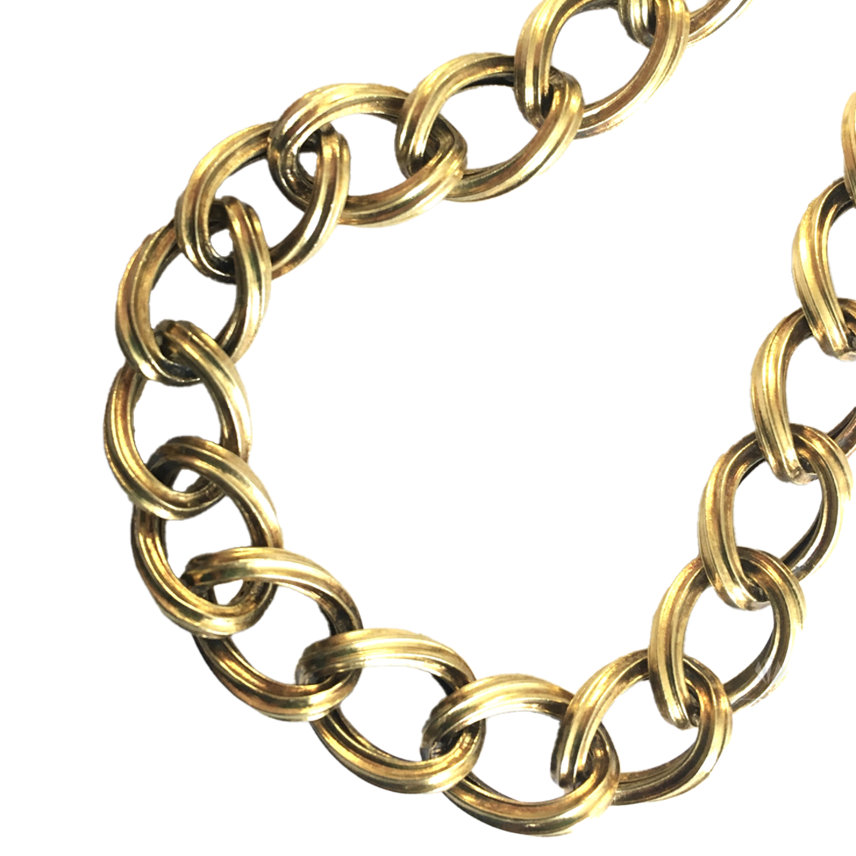 Antique 18KT Yellow Gold Chain Link Necklace close-up details