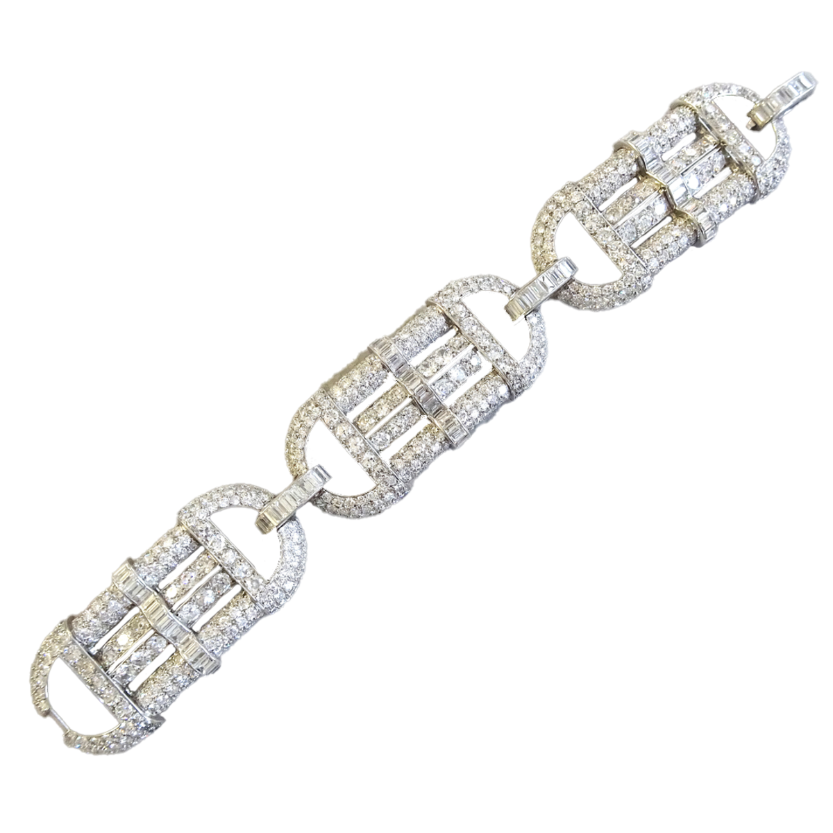 French Art Deco Platinum Diamond Bracelet front