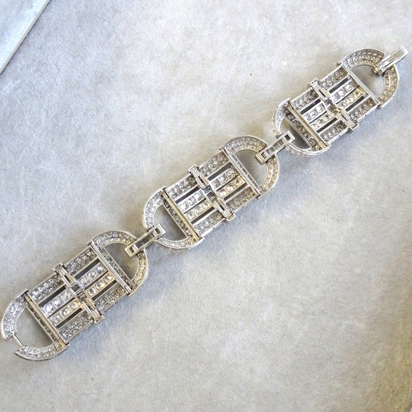 French Art Deco Platinum Diamond Bracelet back