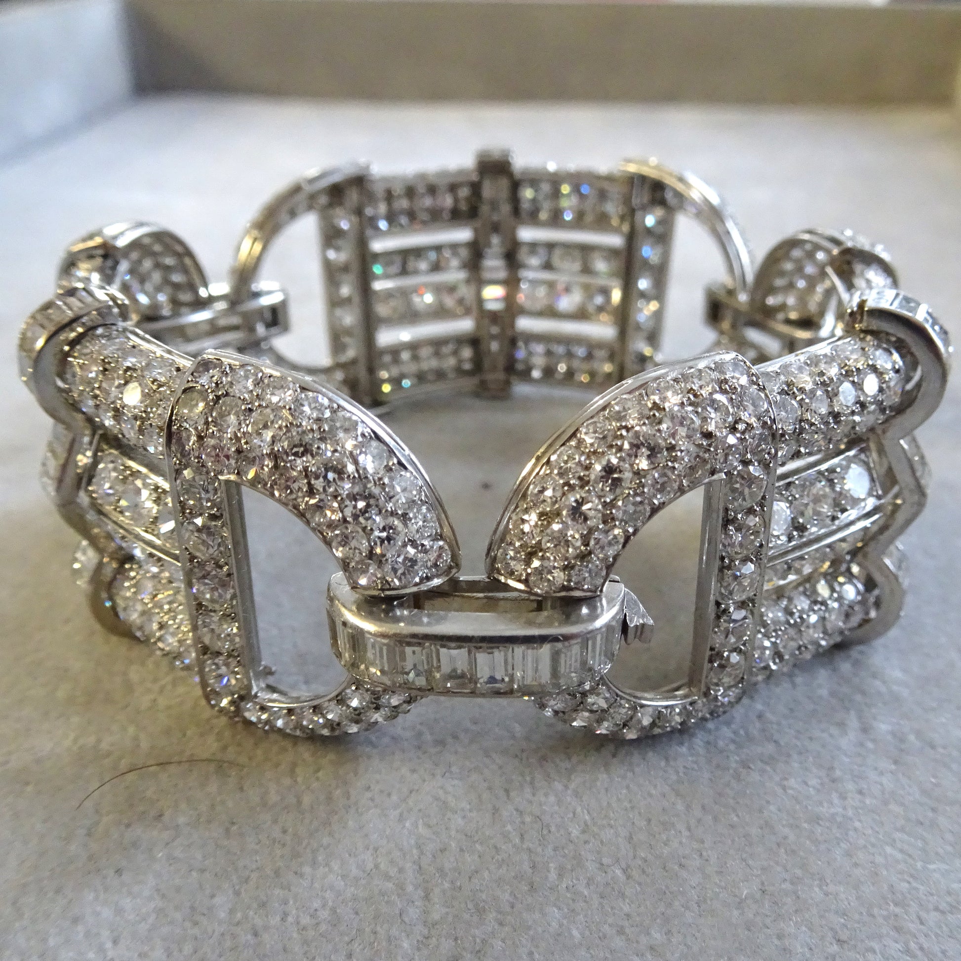 French Art Deco Platinum Diamond Bracelet side