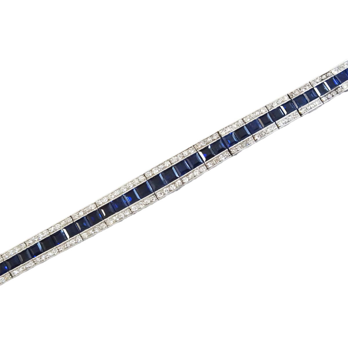 Edwardian Platinum Sapphire & Diamond Bracelet front