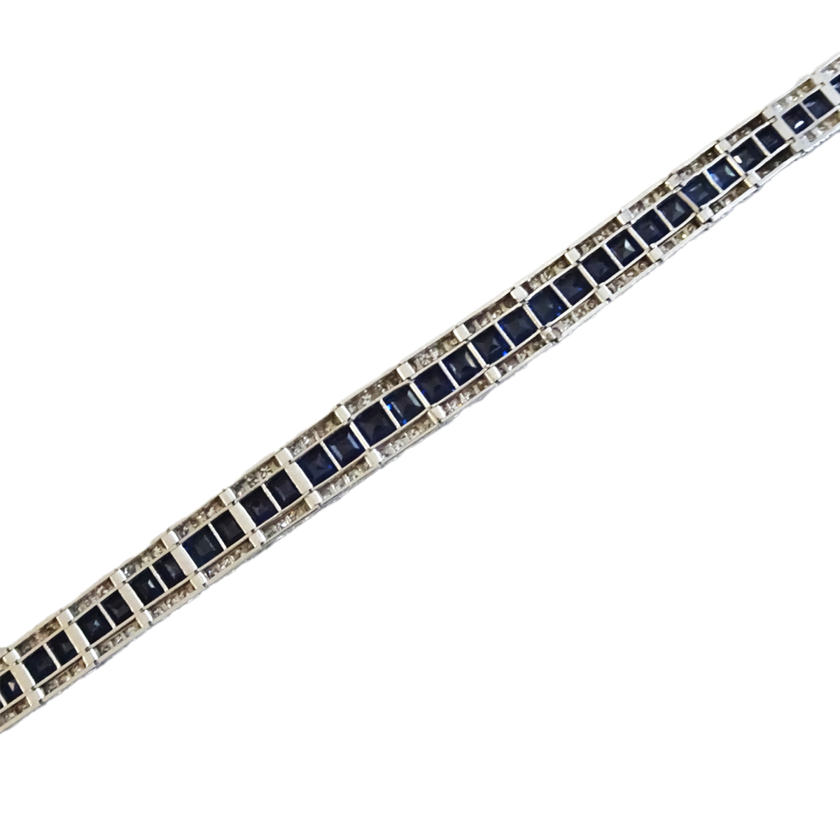 Edwardian Platinum Sapphire & Diamond Bracelet back