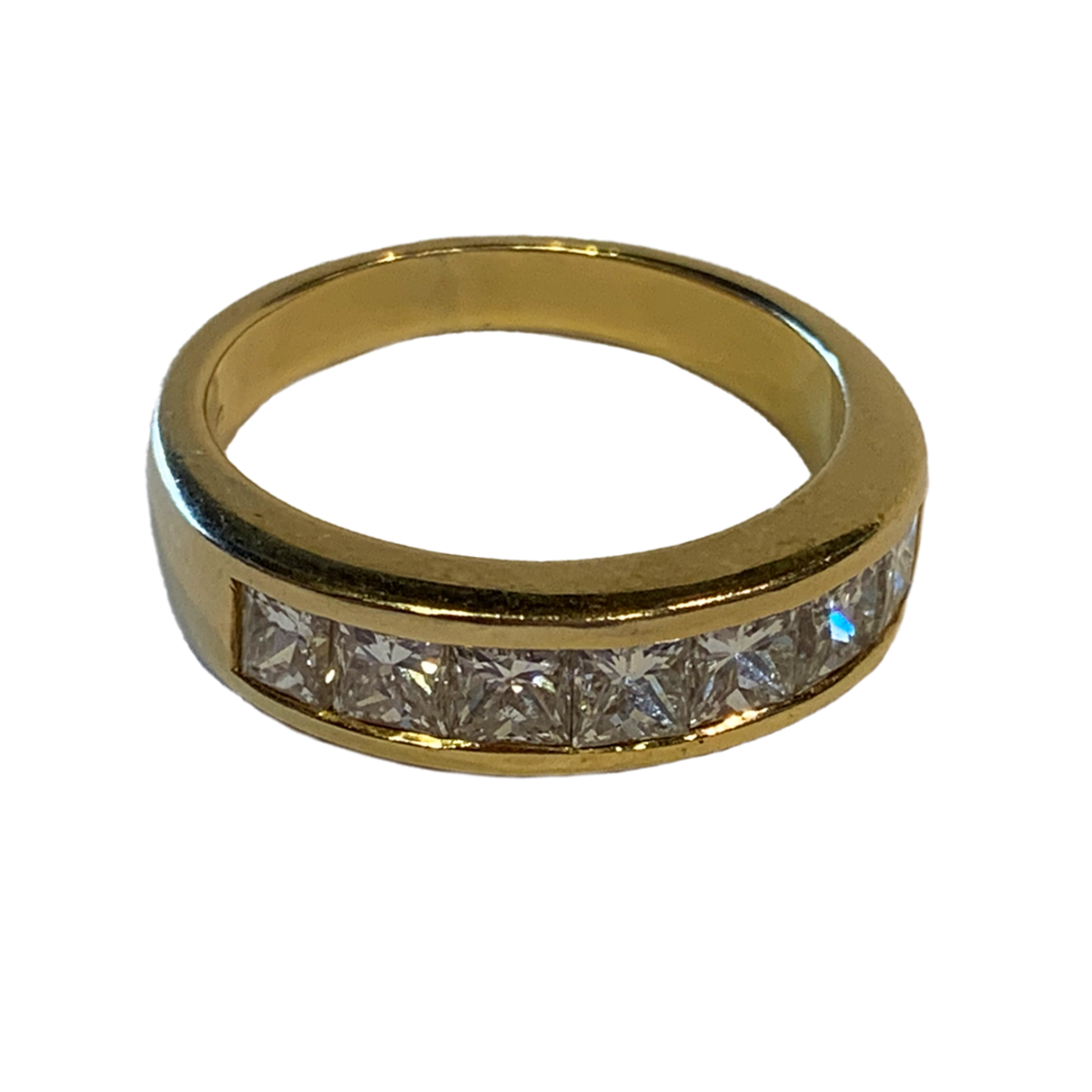 1980s 18KT Yellow Gold Diamond Ring front