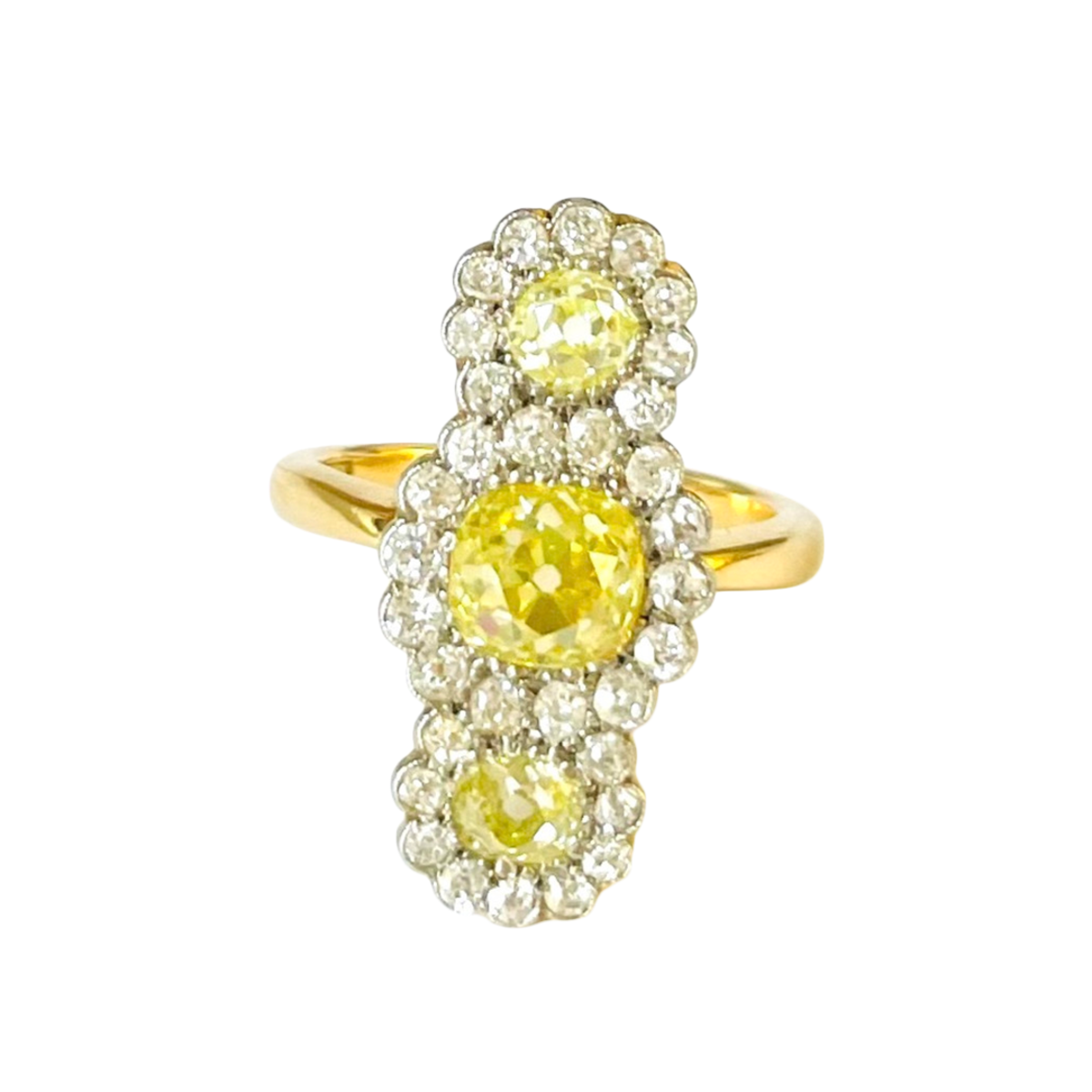 1960s Platinum & 18KT Yellow Gold Diamond Ring front