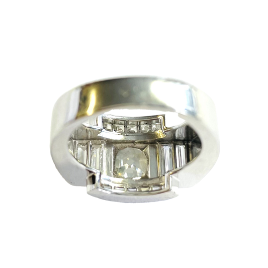 French Art Deco Platinum Diamond Ring back