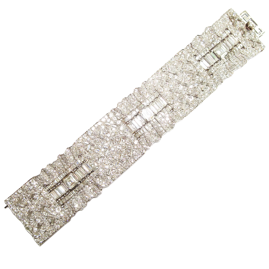 Cartier Paris French Art Deco Platinum Diamond Bracelet front