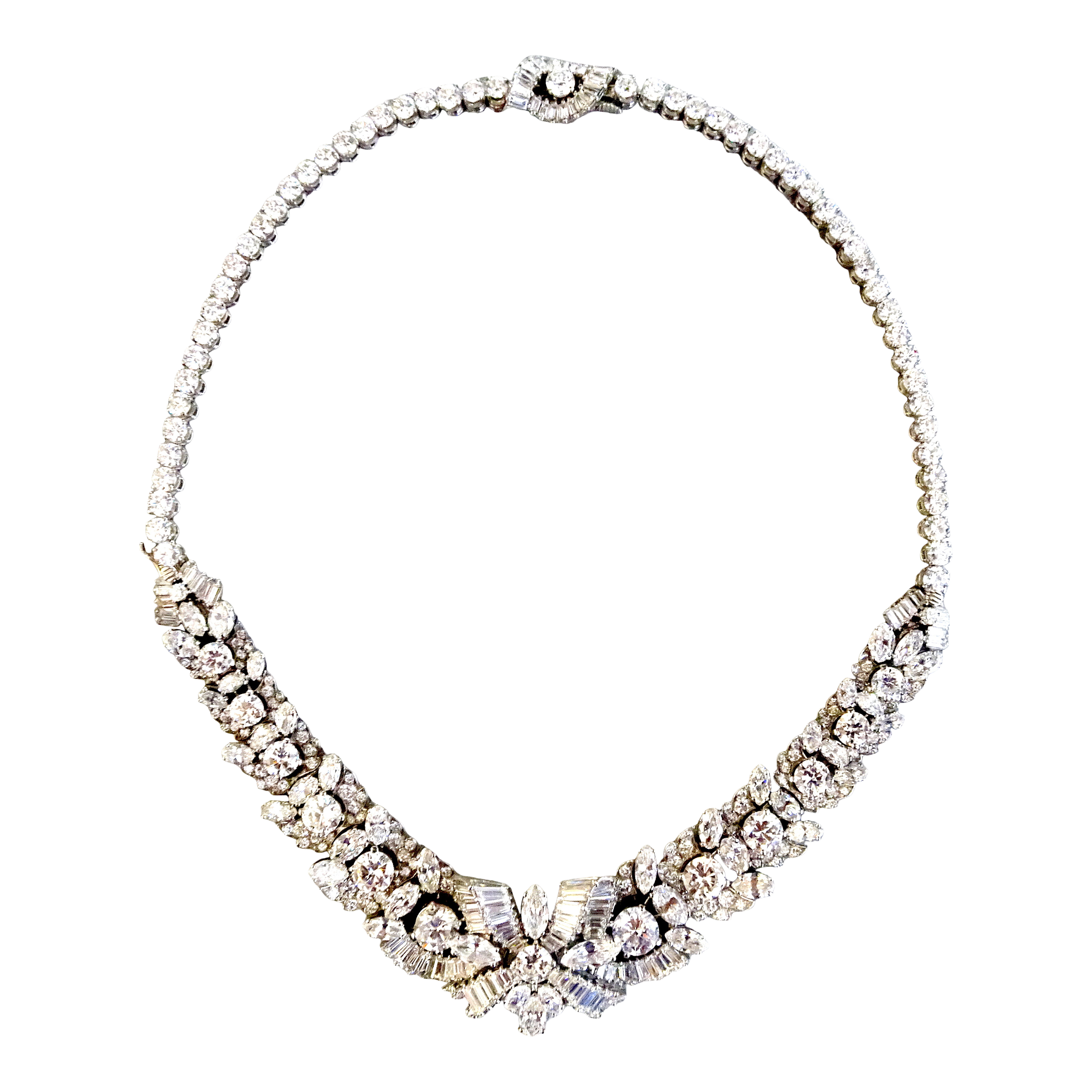 1920s Natural Pearl, Platinum and Diamond Necklace