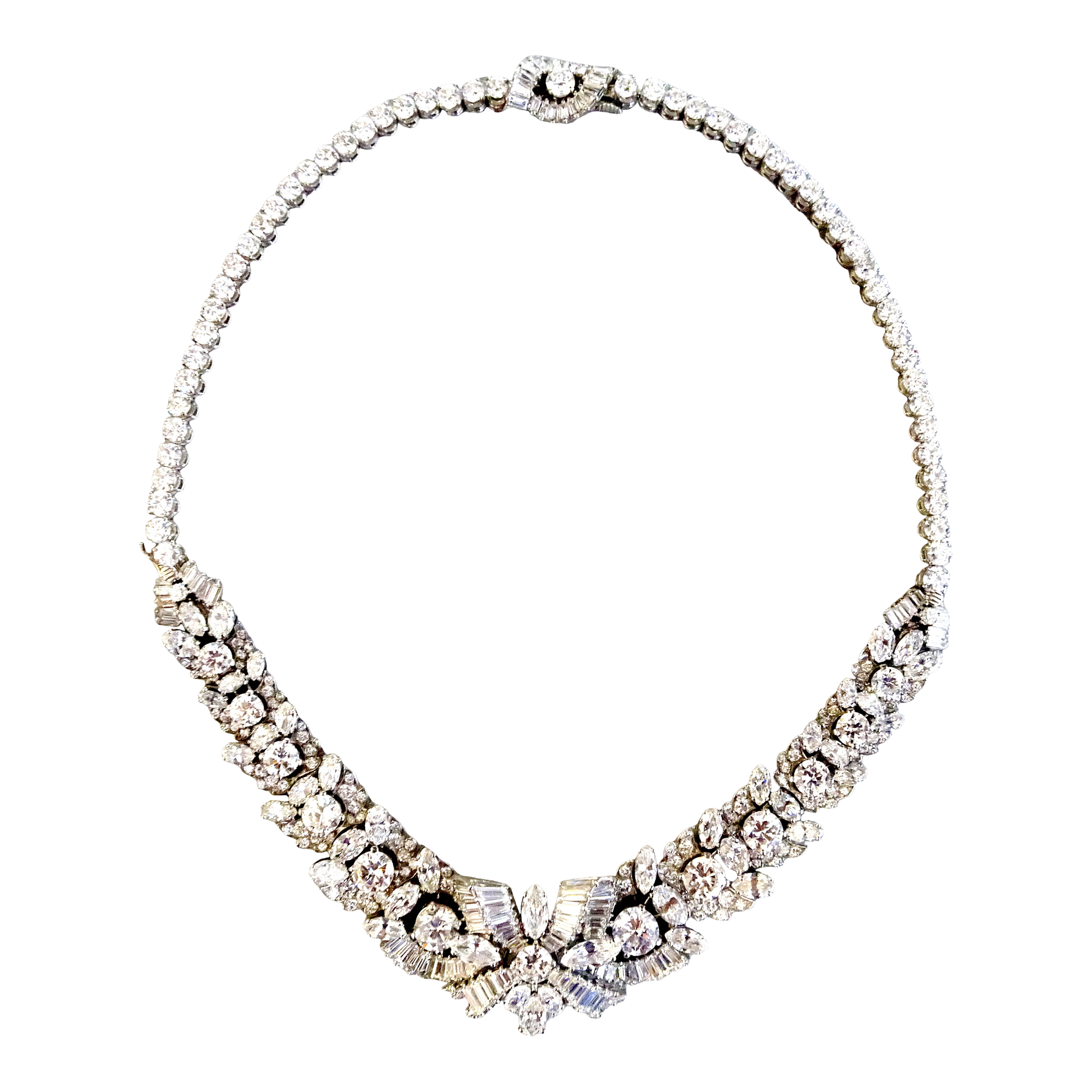 1950s Platinum Diamond Necklace front