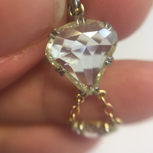 1930s Platinum & 18KT Yellow Gold Diamond Hot Air Balloon Pendant close up