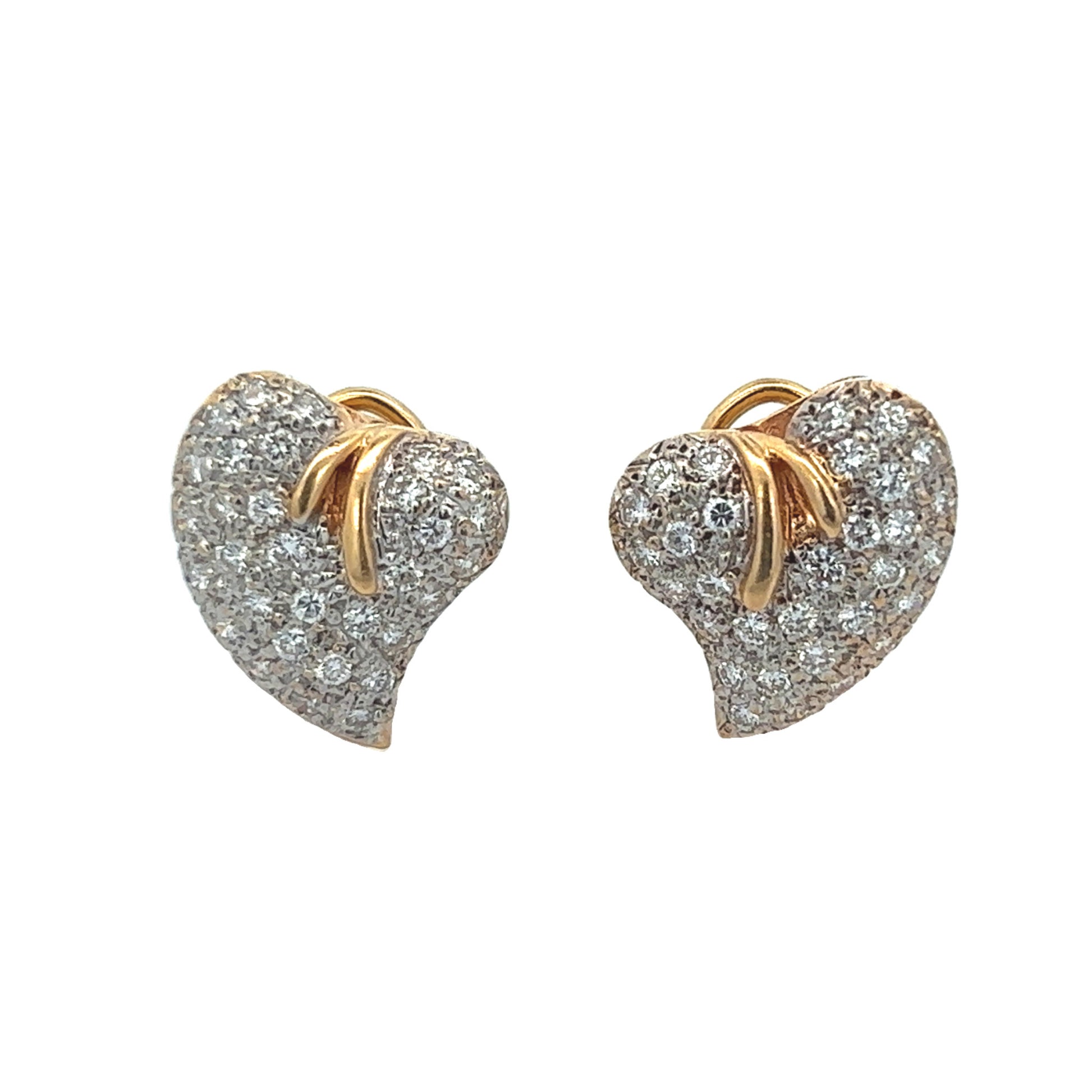 1970s 14KT Yellow Gold Diamond Earrings front view
