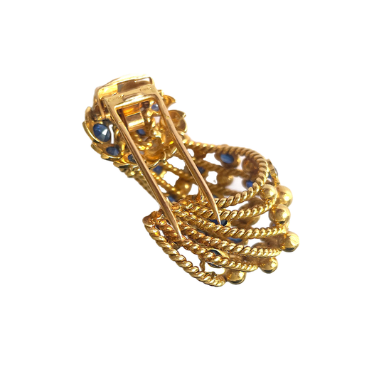 Cartier Paris 1950s 18KT Yellow Gold Sapphire Brooch back