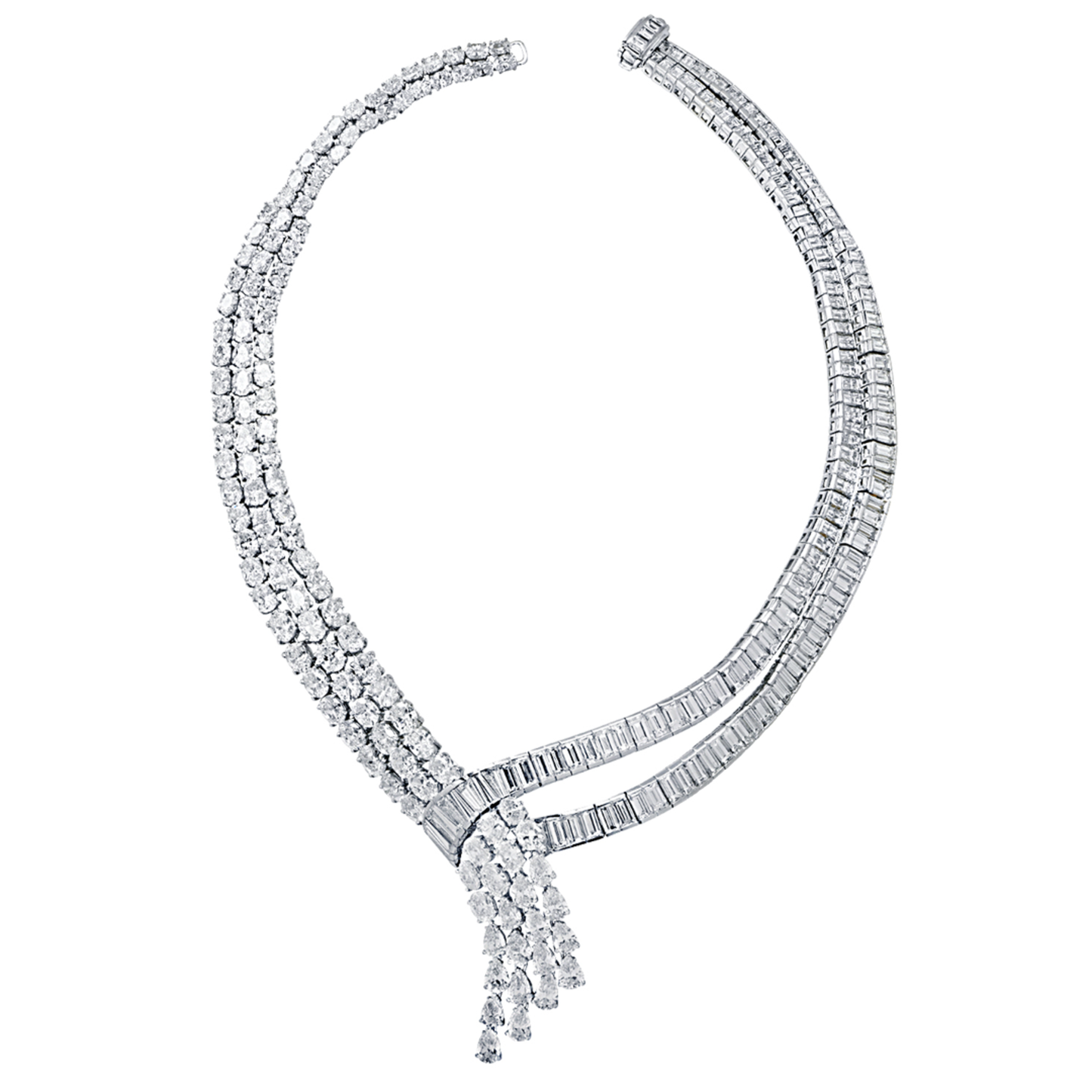 1970s Platinum Diamond Necklace front