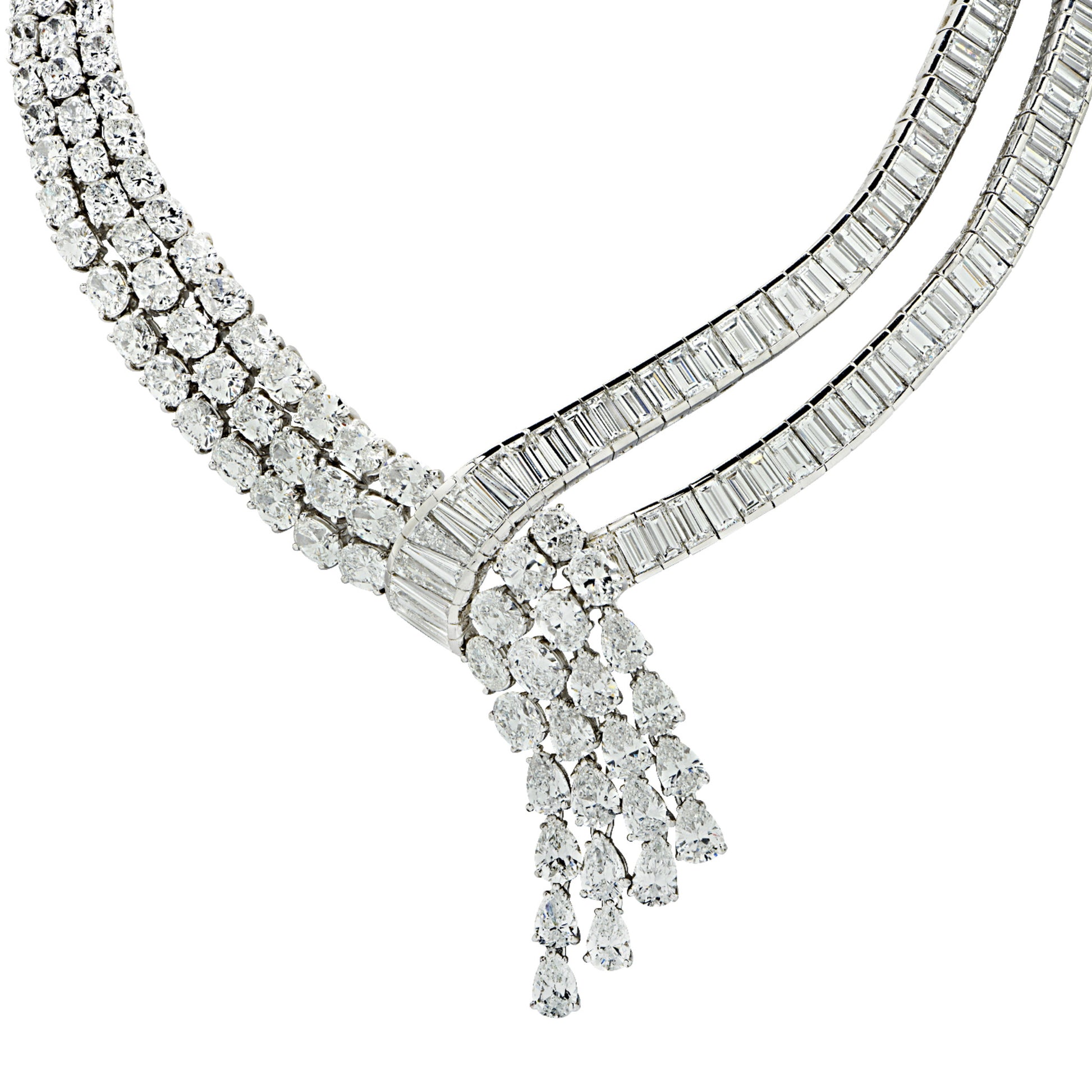 1970s Platinum Diamond Necklace front