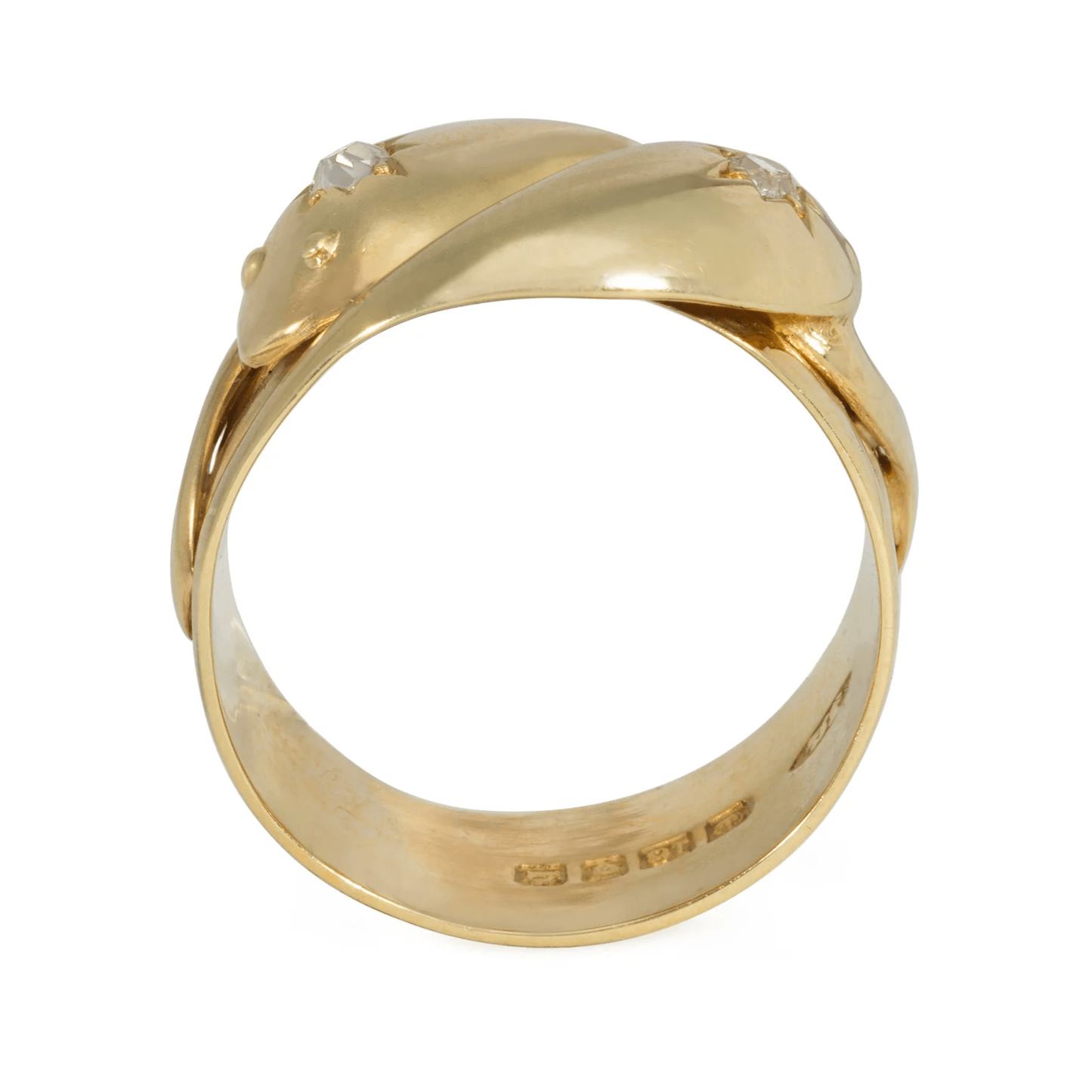 Edwardian 18KT Yellow Gold Diamond Snake Ring profile