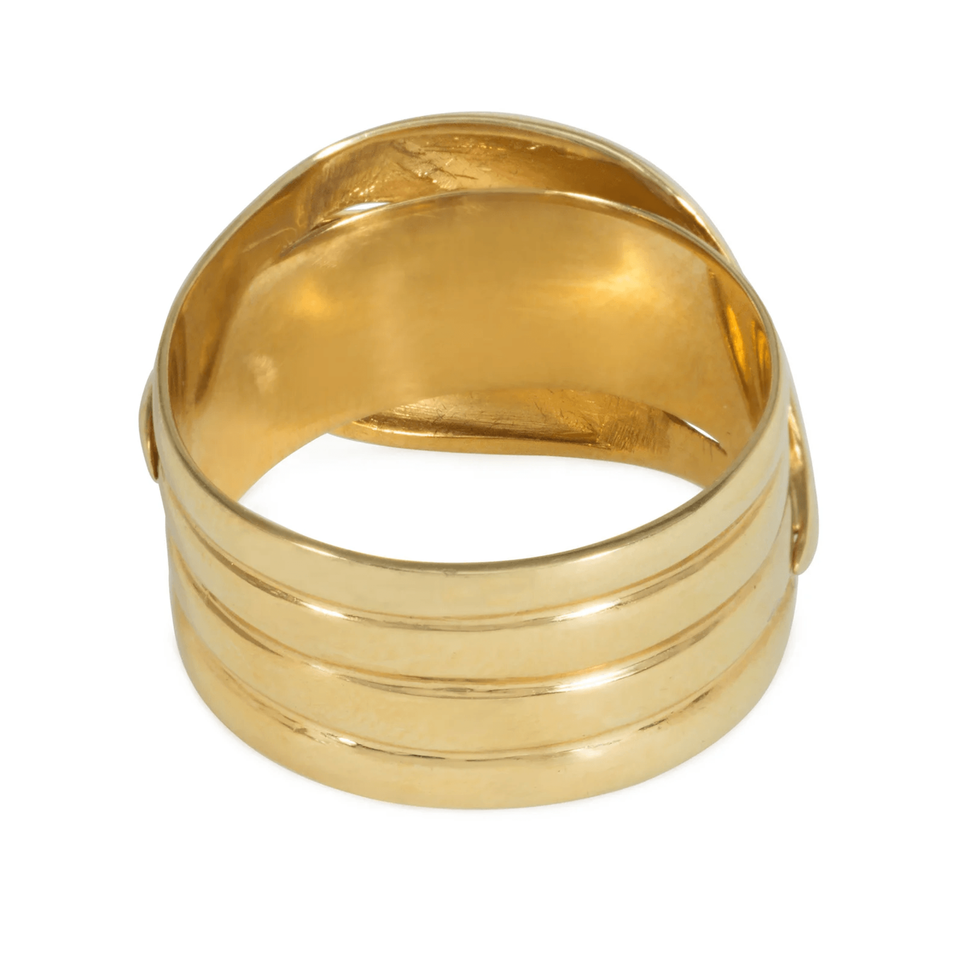 Edwardian 18KT Yellow Gold Diamond Snake Ring back