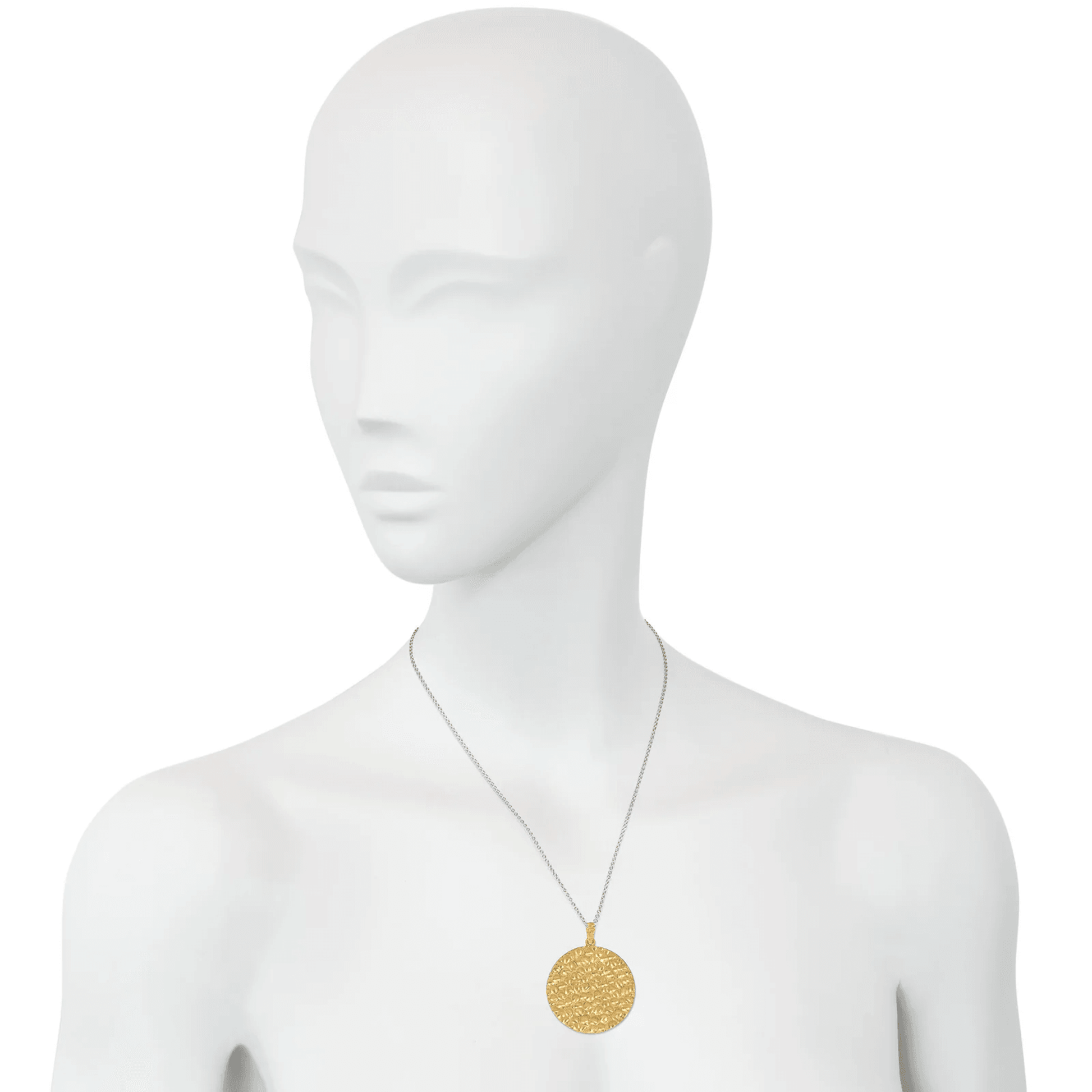Cartier 1970s 18KT Yellow Gold Commemorative Moon Landing Pendant worn on neck
