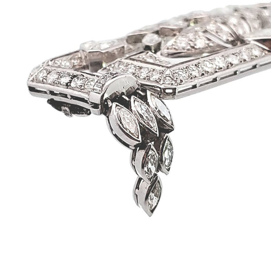 French Art Deco Platinum Diamond Brooch side