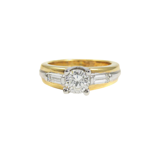 Fred Paris Post-1980s 18KT Yellow Gold & Platinum Diamond Ring front