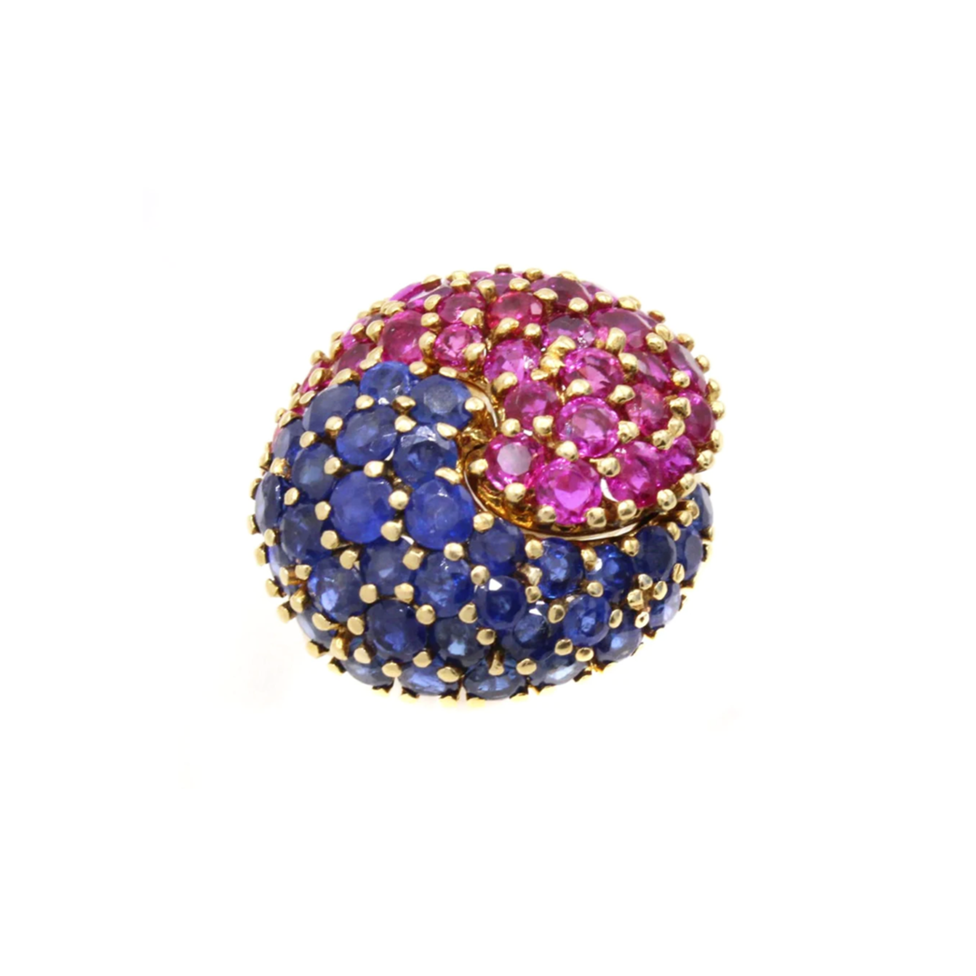 JE Caldwell Retro 18KT Yellow Gold Ruby & Sapphire Puzzle Ring front