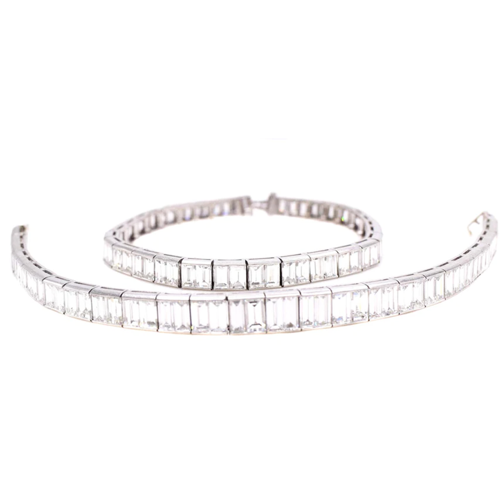 1950s Platinum Diamond Necklace/Bracelet front as bracelets