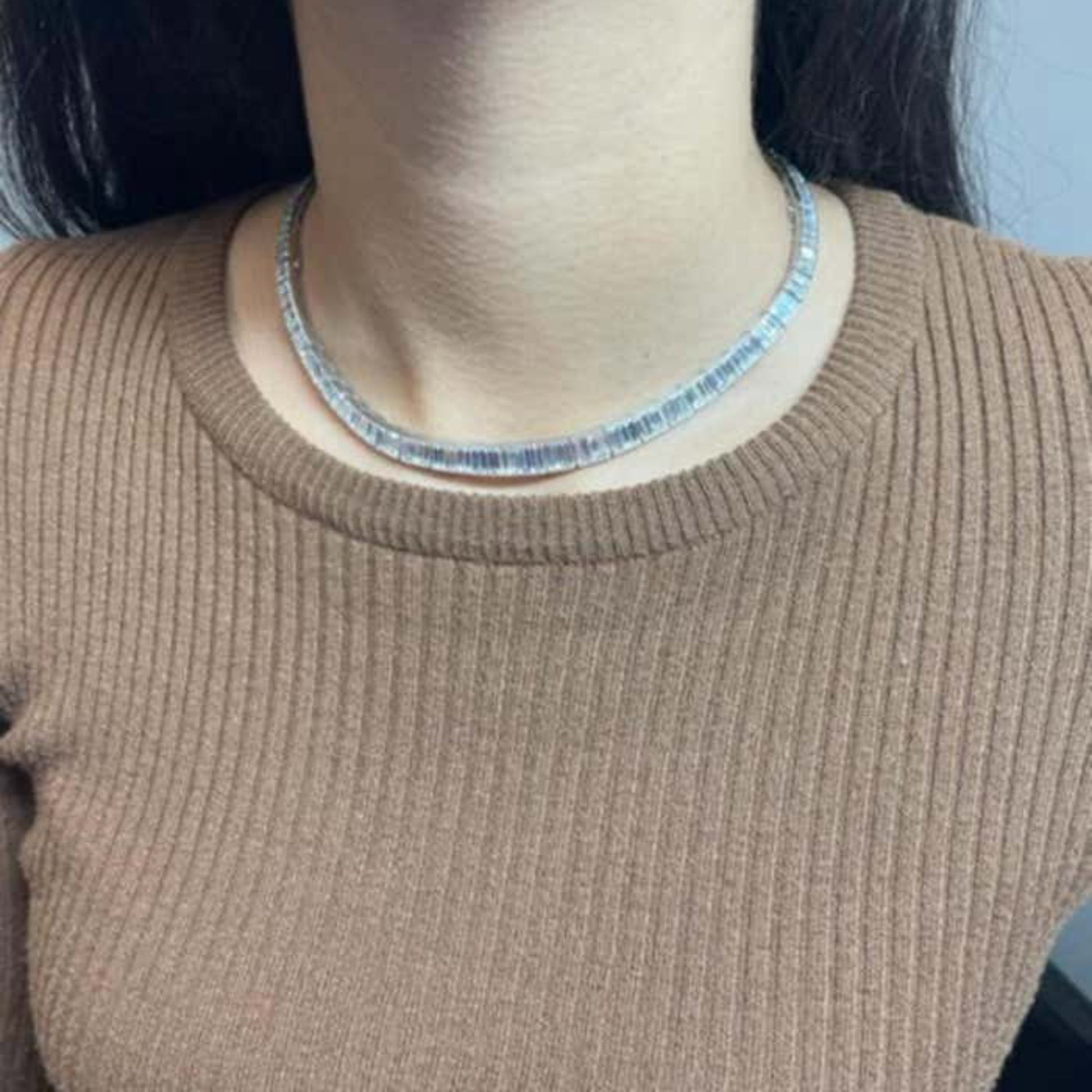 1950s Platinum Diamond Necklace/Bracelet worn on neck