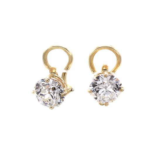 1930s 18KT Yellow Gold Diamond Earrings front