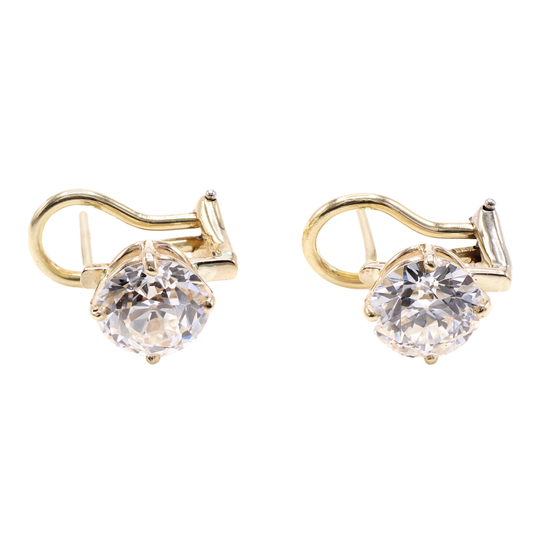 1930s 18KT Yellow Gold Diamond Earrings on side