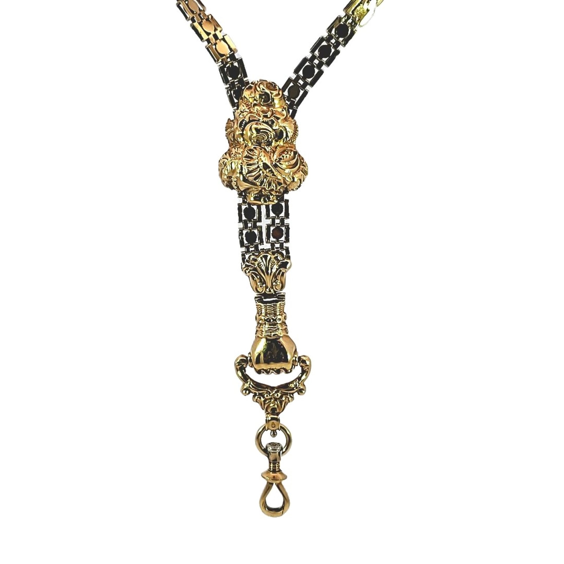French Antique 18KT Yellow Gold Sautoir Necklace front