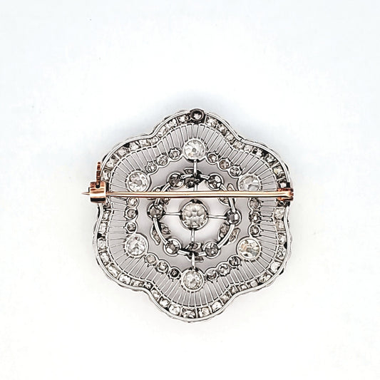 Art Deco Platinum Diamond Brooch back