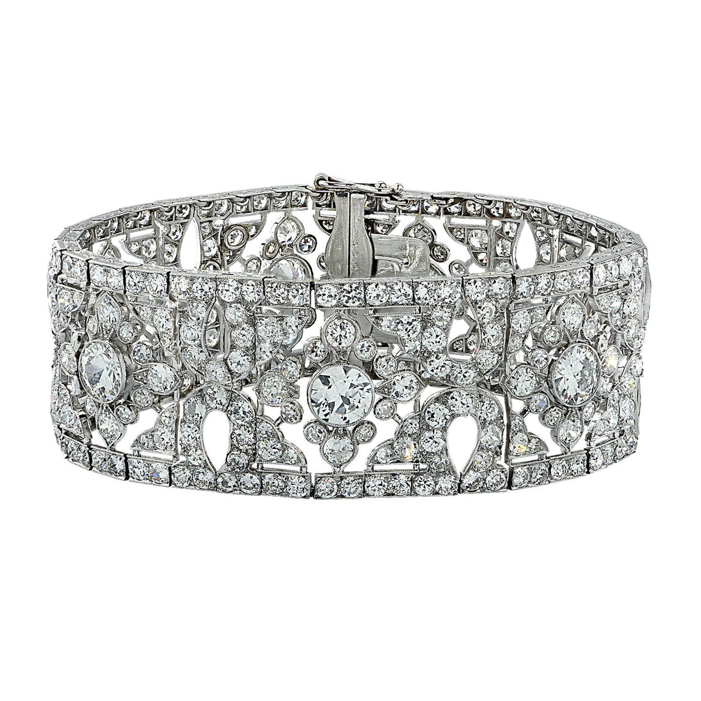 Cartier Antique Platinum Diamond Belle Epoque Bracelet front view