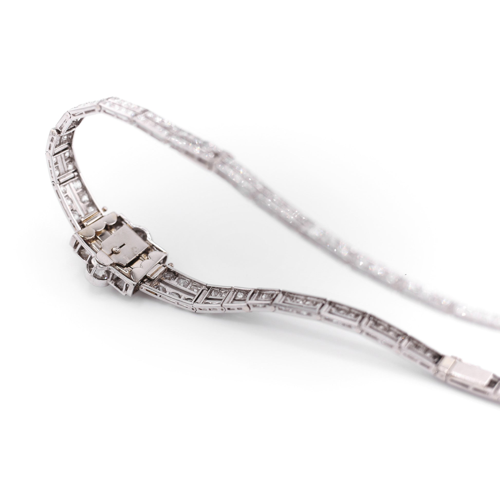 1930s Platinum Diamond Necklace / Bracelet back