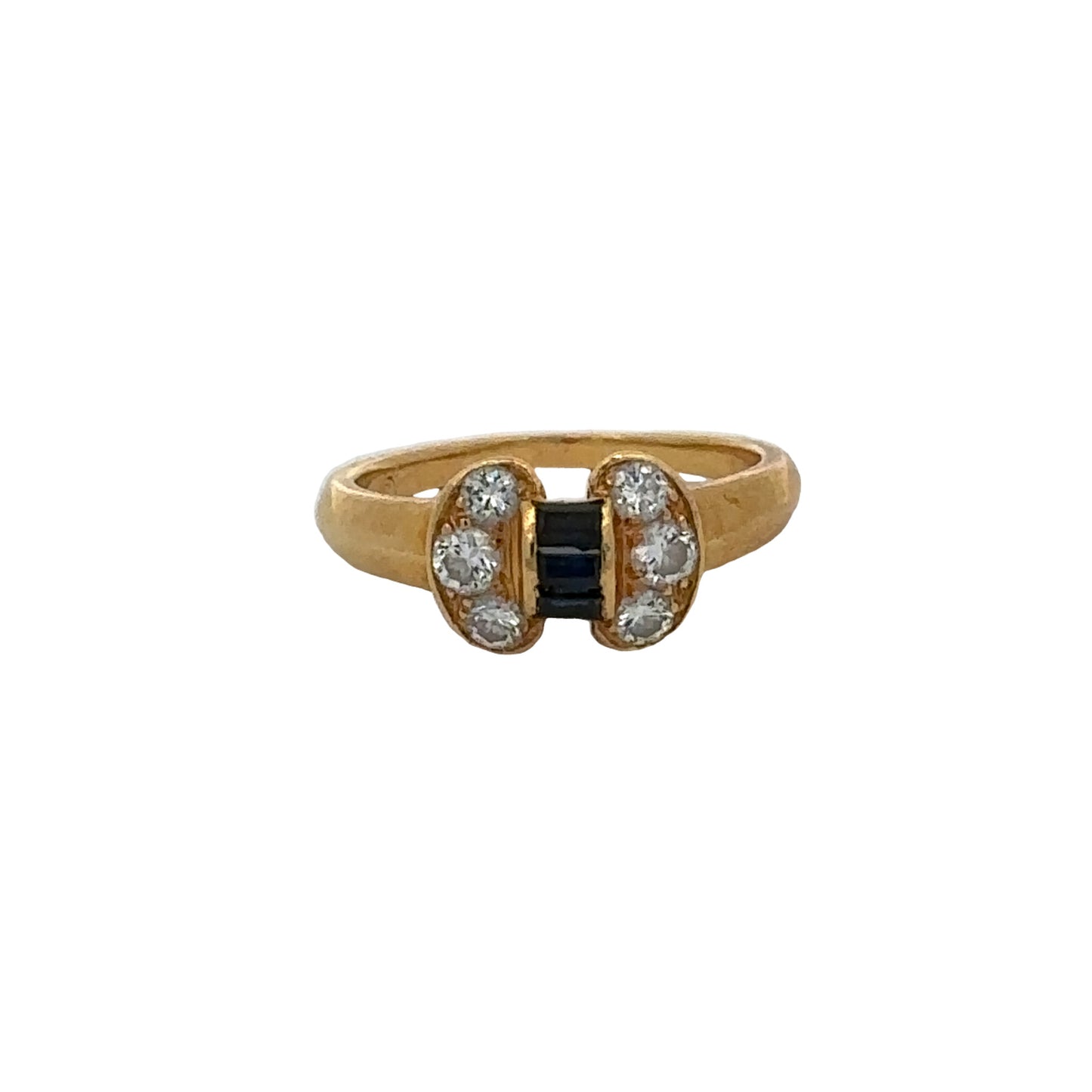 Van Cleef & Arpels 1970s 18KT Yellow Gold Sapphire & Diamond Ring front